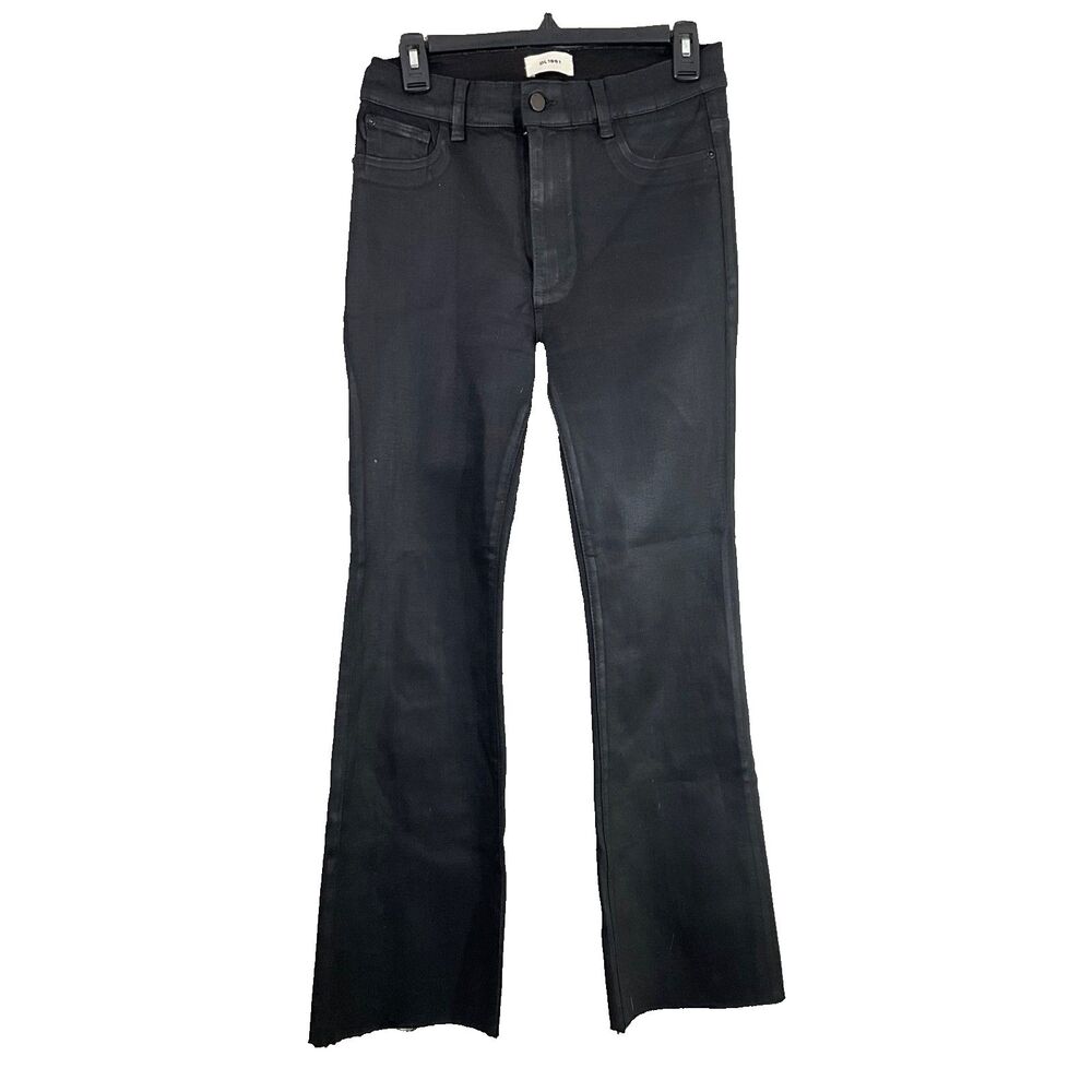 DL1961 Black Bridget Boot semi-evase Jeans women’s  Size 28 raw hems coated